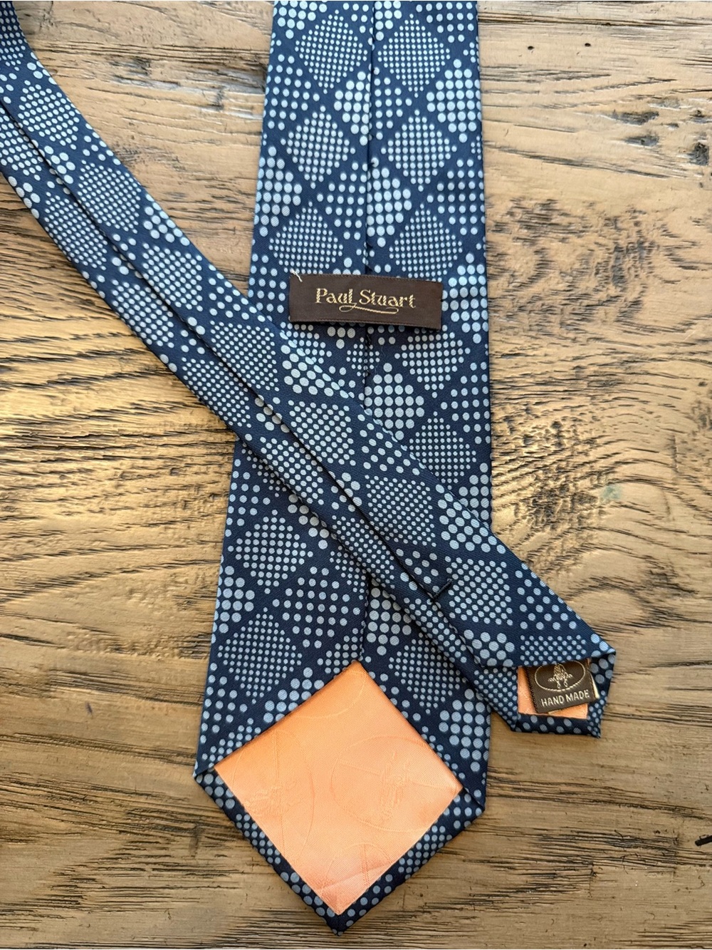 Paul Stuart Navy & Light Blue Polka Diamond Silk Tie